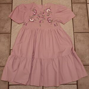 Angel & Rocket girls light purple lined tiered dress 10 yrs embroidered top EUC